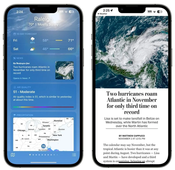 平度苹果14维修分享iPhone 14手机如何看天气时顺带看新闻 