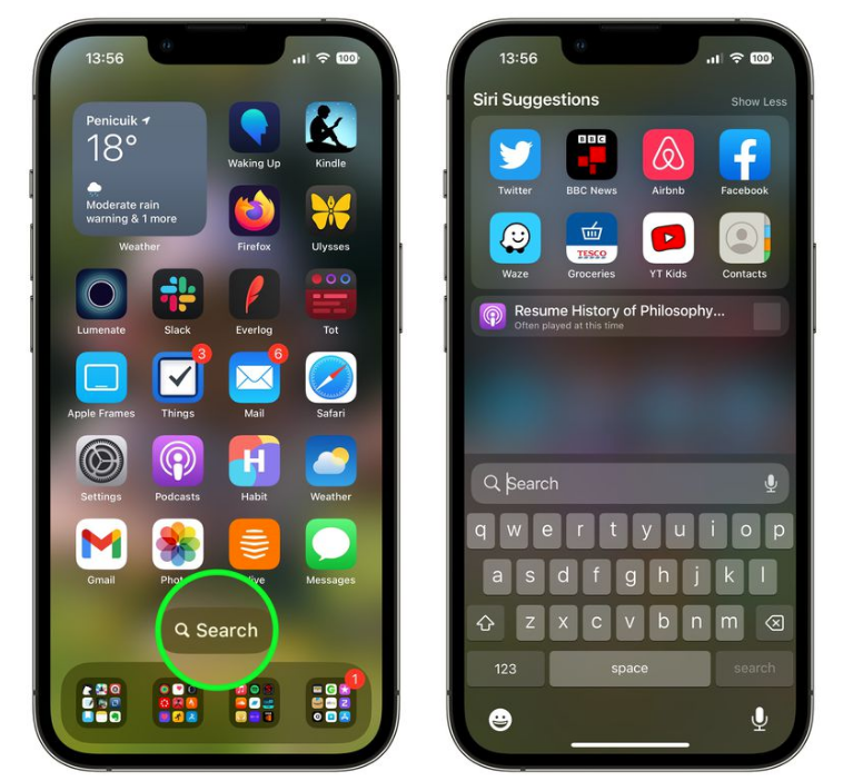 平度苹果手机维修分享升级到 iOS 16 后，如何删除主屏幕上的搜索按钮 