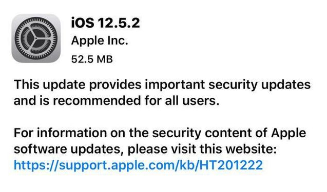 平度苹果手机维修分享iOS12.5.2发布，建议所有老苹果用户安装 